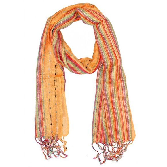 Cotton Lurex Shimmering Stripes Scarf - Picture 4 of 6